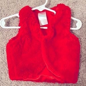 Red fleece vest so cute for winter!